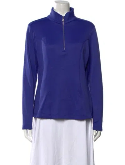 Pre-owned Niløs Mock Neck Long Sleeve Top In Blue