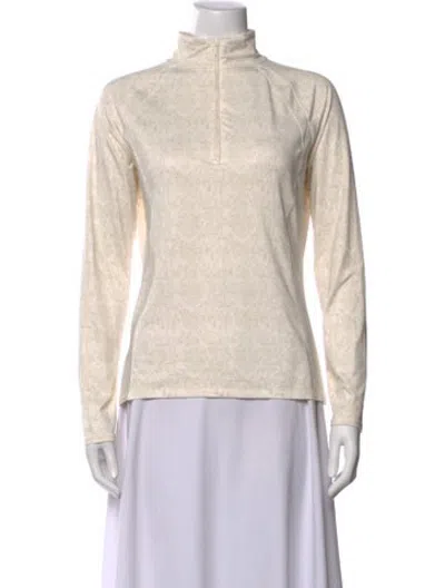 Pre-owned Niløs Paisley Print Mock Neck Top In Neutrals