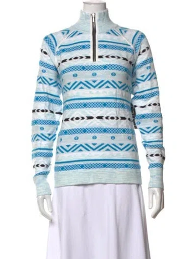 Pre-owned Niløs Patterned Mock Neck Sweater W/ Tags In Blue/white