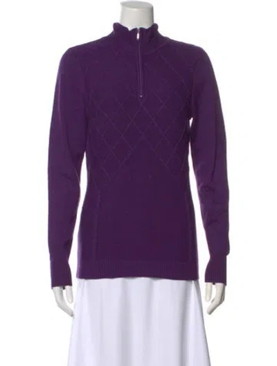 Pre-owned Niløs Patterned Mock Neck Top In Purple
