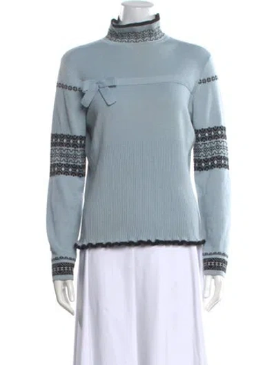 Pre-owned Niløs Patterned Turtleneck Sweater In Blue