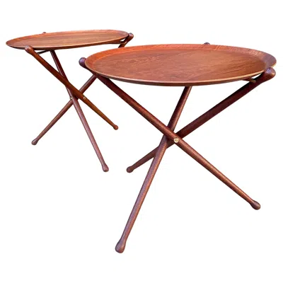 Pre-owned Nils Trautner For Nybro Midcentury Campaign Tray Table By Nils Trautner In Brown