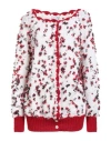 Nilu Woman Cardigan Red Size Onesize Wool, Cotton, Polyester