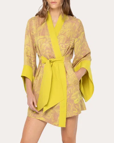Niluu Women's Amara Kimono Mini Dress In Yellow