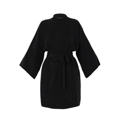 Niluu Women's Black Noir Mini Kimono Robe