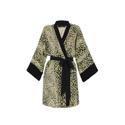 Niluu Women's Bowie Mini Kimono Robe In Animal Print