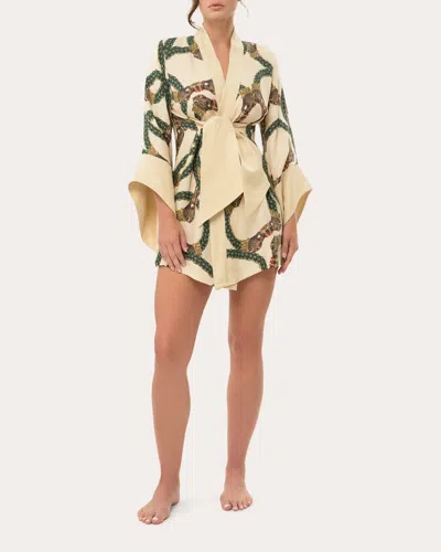 Niluu Women's Celine Amara Mini Kimono Robe Linen/silk
