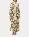 NILUU WOMEN'S CELINE MYSTIQUE ANYA KIMONO ROBE LINEN/SILK
