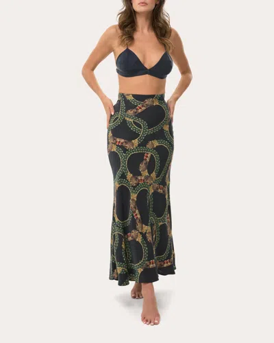 Niluu Women's Dion Mystique Lucy Maxi Slip Skirt Silk In Green