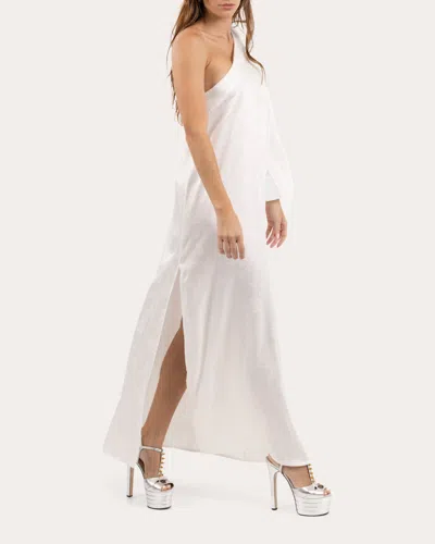 Niluu Women's Hera Jacquard Asymmetric Maxi Dress In White