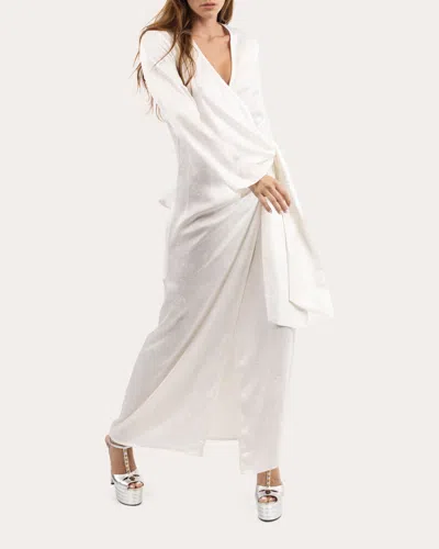 Niluu Women's Hera Jacquard Wrap Dress In White