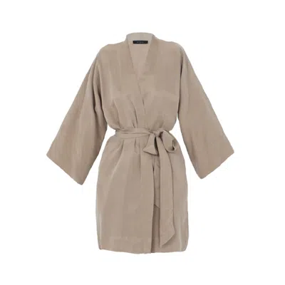 Niluu Women's Neutrals Sand Mini Kimono Robe In Nude