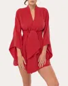 Niluu Women's Rouge Amara Mini Kimono Robe Silk In Red