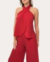 Niluu Women's Rouge Mystique Cross Halter Top Silk In Red