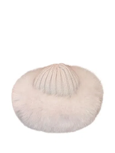 Nima 1708 Ribbed Fur Hat In Neutral