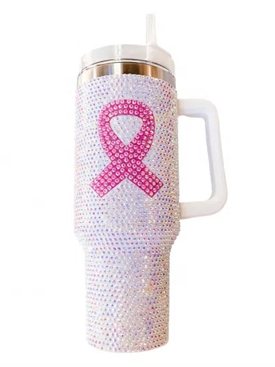 Nima Accessories Sparkly Rhinestone Embellished Tumbler - 40oz In Breast Cancer Awareness In Pink