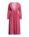 Nimbu Woman Overcoat & Trench Coat Fuchsia Size L Cotton In Pink