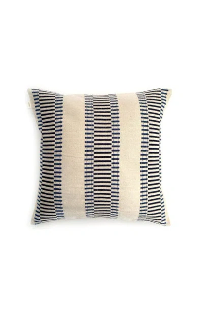 Nimmit Spor Handwoven Pillow In Natural/black - 20 X 20