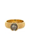Nimo With Love 18k Yellow Gold Chubby Diamond And Sapphire Ring In Gold