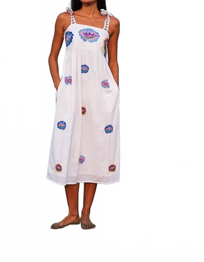 Nimo With Love Agate Flower Dress In White - Lotus In Multi