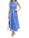 Nimo With Love All Spice Dress With Village Embroidery In Blue In Blue