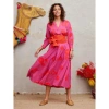 NIMO WITH LOVE AZURITE DRESS ORANGE FLOWER EMBROIDERY ON PINK