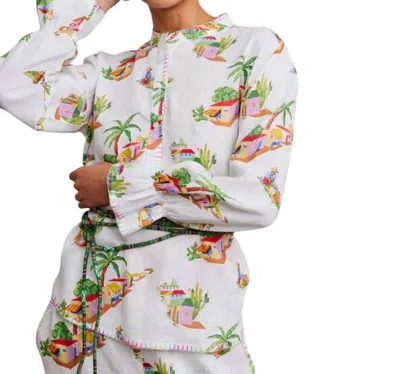 Nimo With Love Broom Button Down Blouse In Village Print In Multi