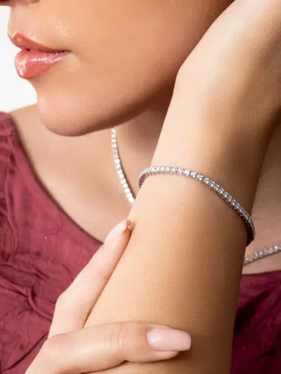 Nimo With Love Diamond Round Tennis Bracelet In Silver