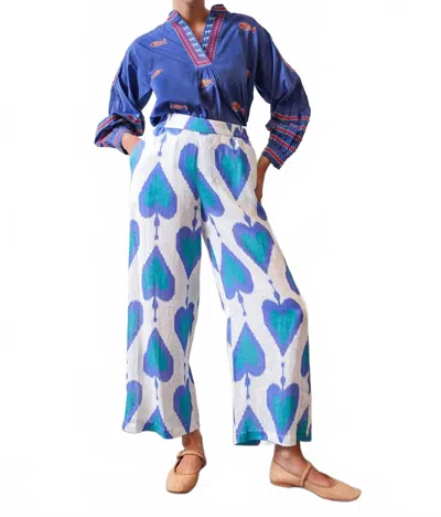 Nimo With Love Fennel Ikat Pants In Petrol In Multi