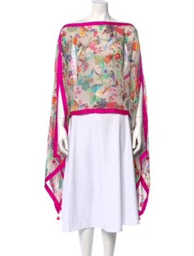 Pre-owned Nimo With Love Floral Print Bateau Neckline Top In Pink