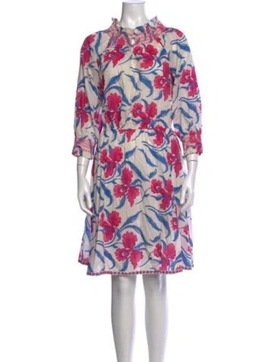 Pre-owned Nimo With Love Floral Print Knee-length Dress In Neutrals