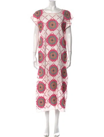 Pre-owned Nimo With Love Floral Print Long Dress In White