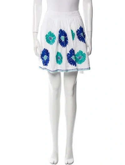 Pre-owned Nimo With Love Floral Print Mini Skirt In White