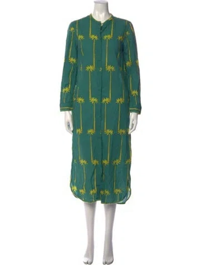 Pre-owned Nimo With Love Graphic Print Long Dress In Green