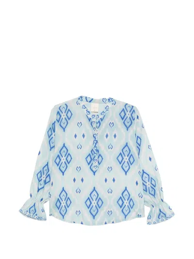 Nimo With Love Ikat-pattern Blouse In Blue