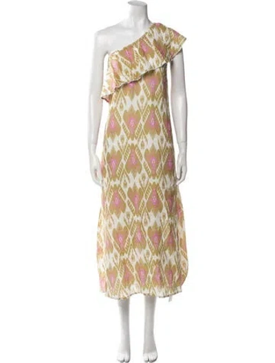 Pre-owned Nimo With Love Linen Long Dress In Neutral