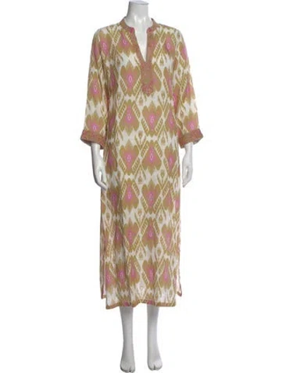 Pre-owned Nimo With Love Linen Long Dress In Neutral