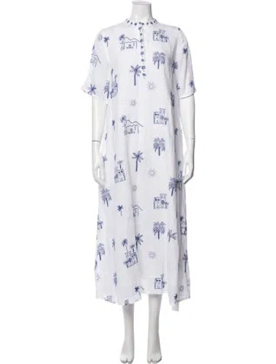 Pre-owned Nimo With Love Linen Long Dress In White