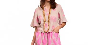 Nimo With Love Orris Blouse With Flower Embroidery In Beige In Neutral