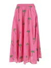 Nimo With Love Pink Skirt With Elastic Drawstring Waist And All-over Embroidery