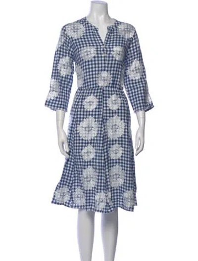 Pre-owned Nimo With Love Plaid Print Knee-length Dress In Blue