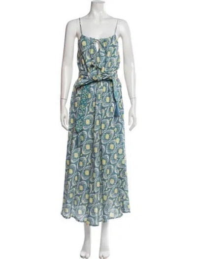 Pre-owned Nimo With Love Printed Long Dress In Blue