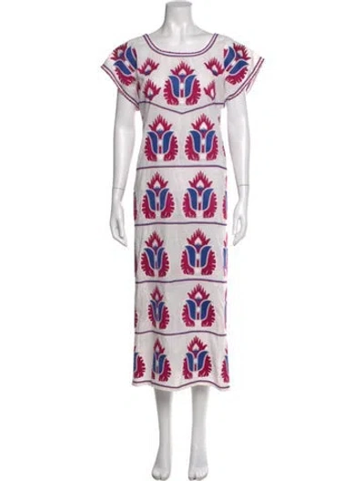 Pre-owned Nimo With Love Printed Long Dress In Pink