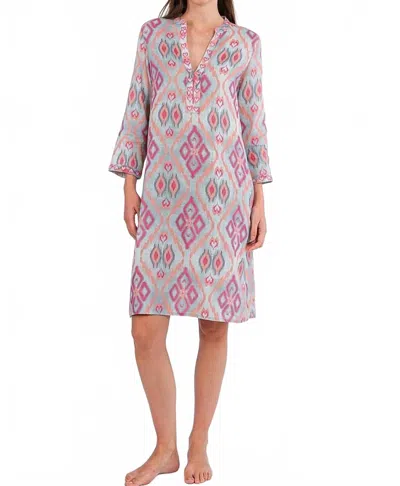 Nimo With Love Sapphire Short Kaftan Dress In Sorbet Ikat In Pink