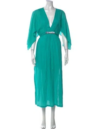 Pre-owned Nimo With Love Silk Long Dress In Blue
