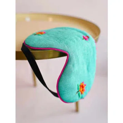 Nimo With Love Sleep Mask Lotus Flower Embroidery On Green