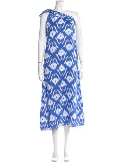 Pre-owned Nimo With Love Tie-dye Print Midi Length Dress In Blue