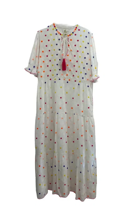 Nimo With Love Women's Flaming Katy Maxi Dress In White Jacquard W Flowers In Multi