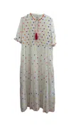 Nimo With Love Women's Flaming Katy Maxi Dress In White Jacquard W Flowers In Yellow