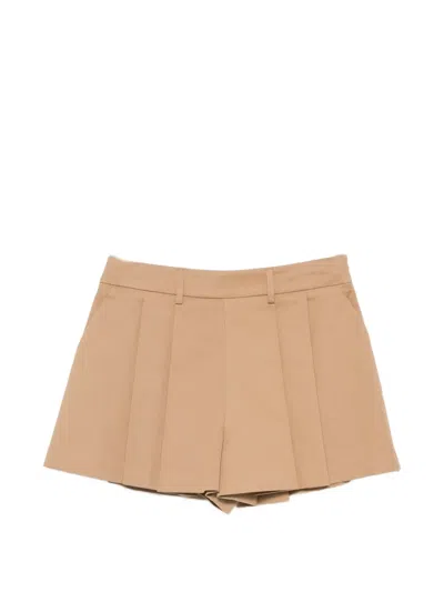 Nina 14.7 Belt-loop Pleated Shorts In Brown